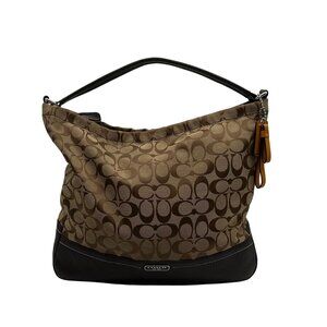 Coach Brown and Khaki Signature Canvas Park Hobo Bag F23279
